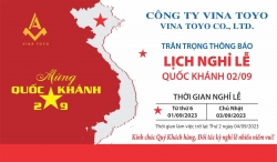 Thông báo nghỉ lễ Quốc Khánh nước CHXHCN Việt Nam 02/09/2023