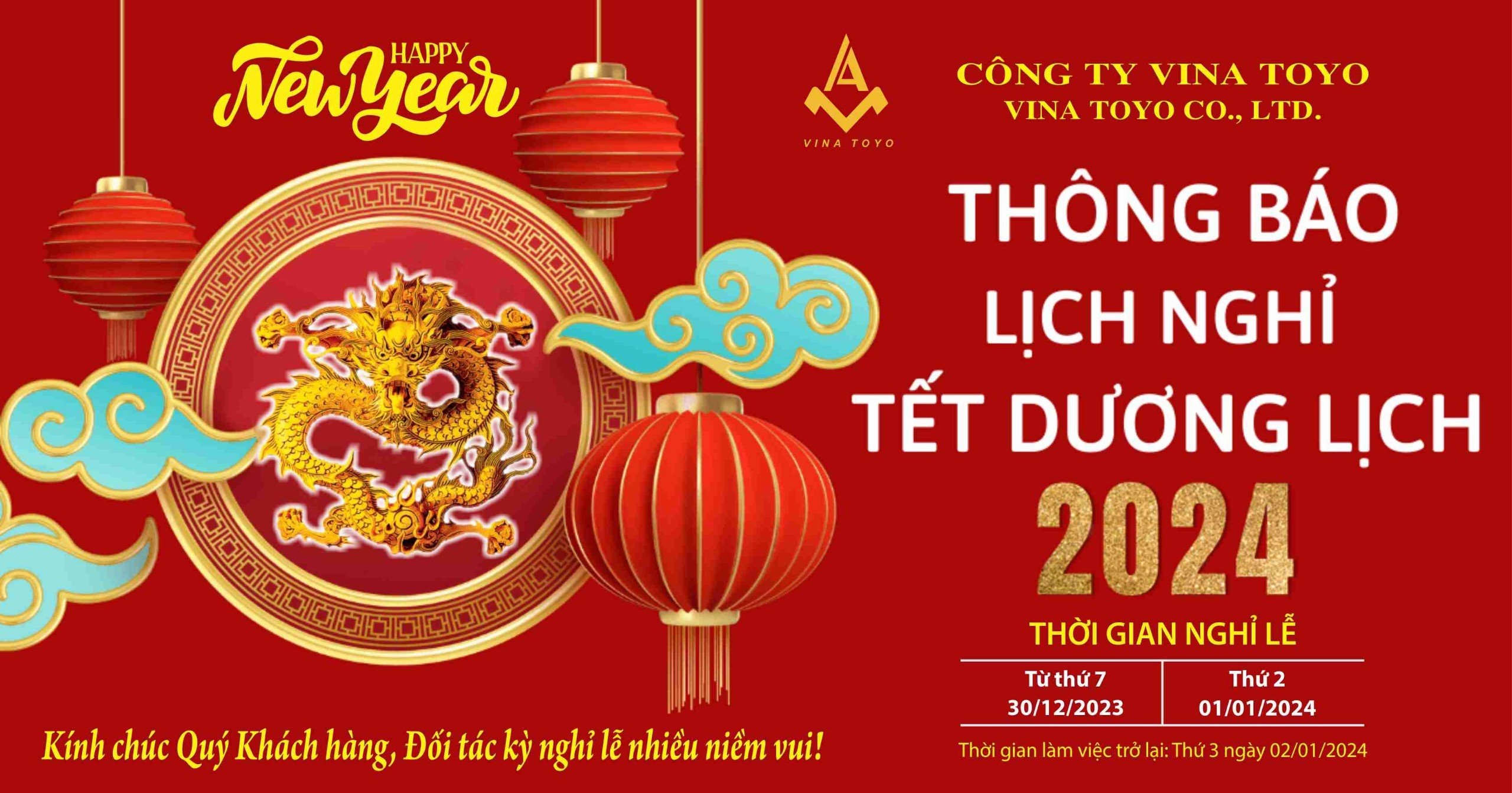 Thông báo nghỉ Tết Dương Lịch 2024