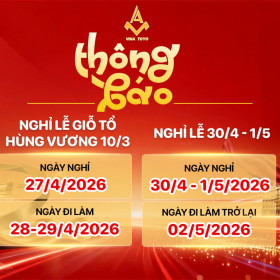 Thông báo lịch nghỉ Lễ Giỗ Tổ Hùng Vương, Ngày Chiến thắng 30/4 và Quốc tế Lao động 01/5/2026